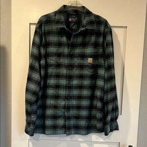 Carhartt Teal and Black Checkered Shirt